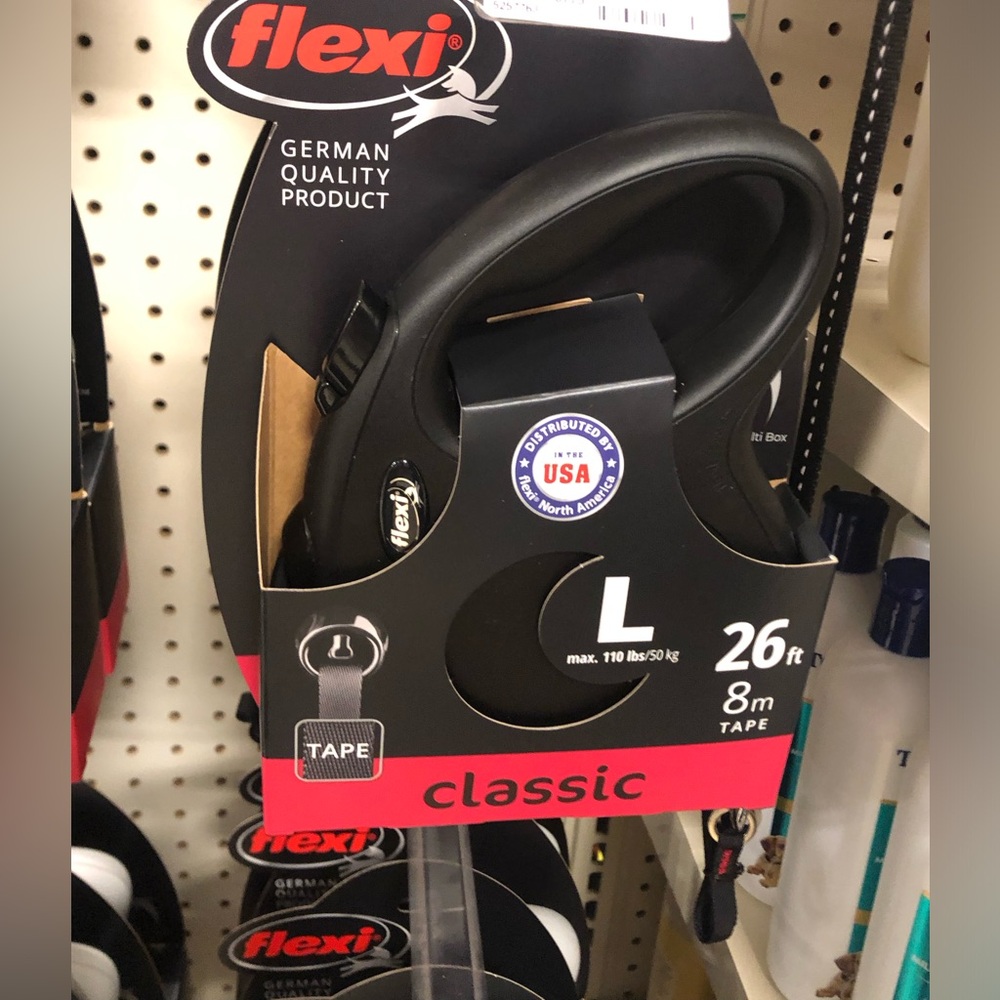 Flexi Classic Retractable Dog Leash - Black 26 ft